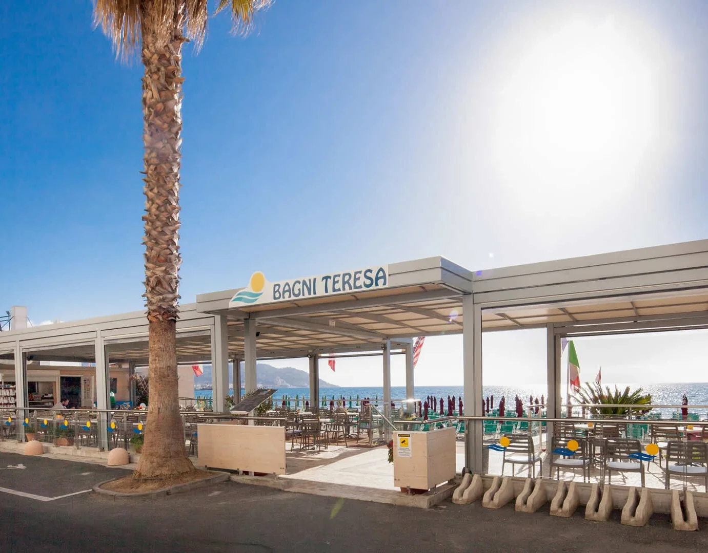 Entrance to Pelagos Beach Bar